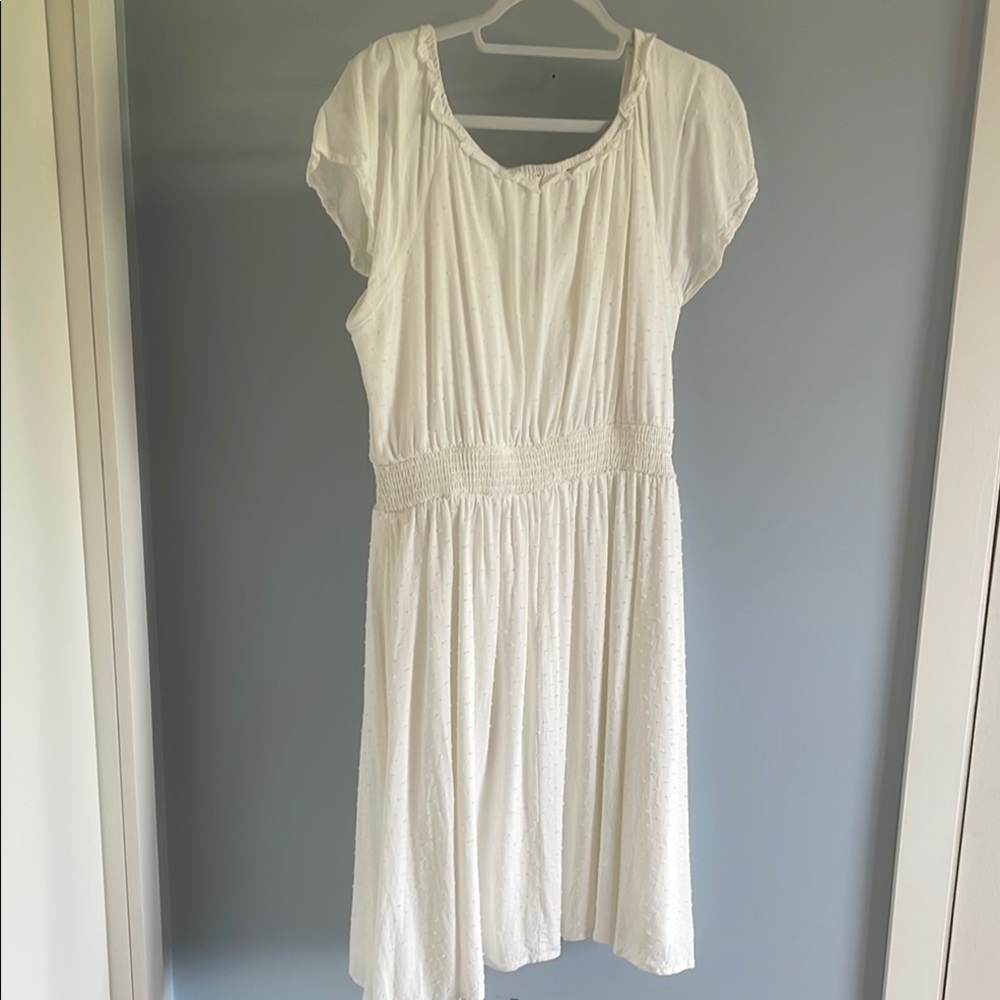 Warehouse One White Ruffled Midi Flutter Sleeve Sundress, size L - Picture 14 of 14